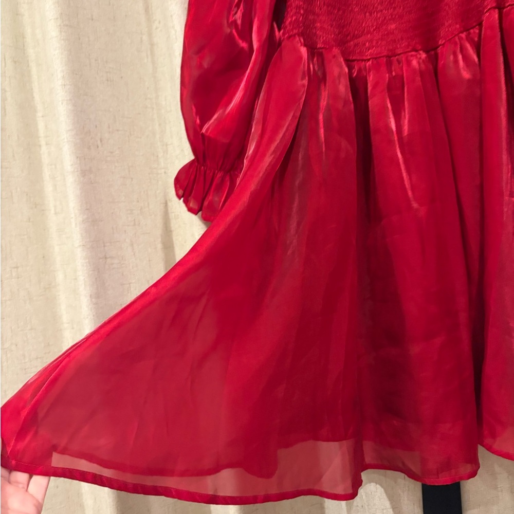 Entro Vibrant Red Satin Dress - Picture 6 of 8